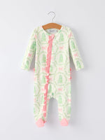 Rylee Faith Designs - Christmas Tree Wreath Print Long Sleeve Zip Baby Girls Romper - alternate view 5