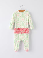 Rylee Faith Designs - Christmas Tree Wreath Print Long Sleeve Zip Baby Girls Romper - alternate view 6