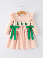 Rylee Faith Designs - Christmas Tree Smocked Embroidery Stripe Baby Girls Dress - alternate view 6
