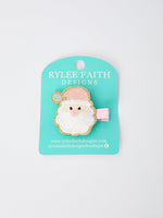 Rylee Faith Designs - Christmas Pink Santa Girls 2-inch Hair Clip– Pink Girls' Hair Accessory