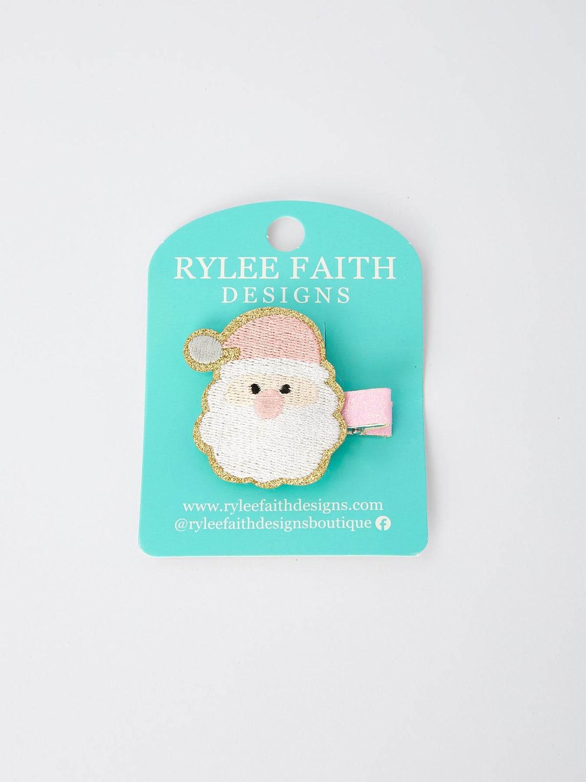 Rylee Faith Designs - Christmas Pink Santa Girls 2-inch Hair Clip– Pink Girls' Hair Accessory