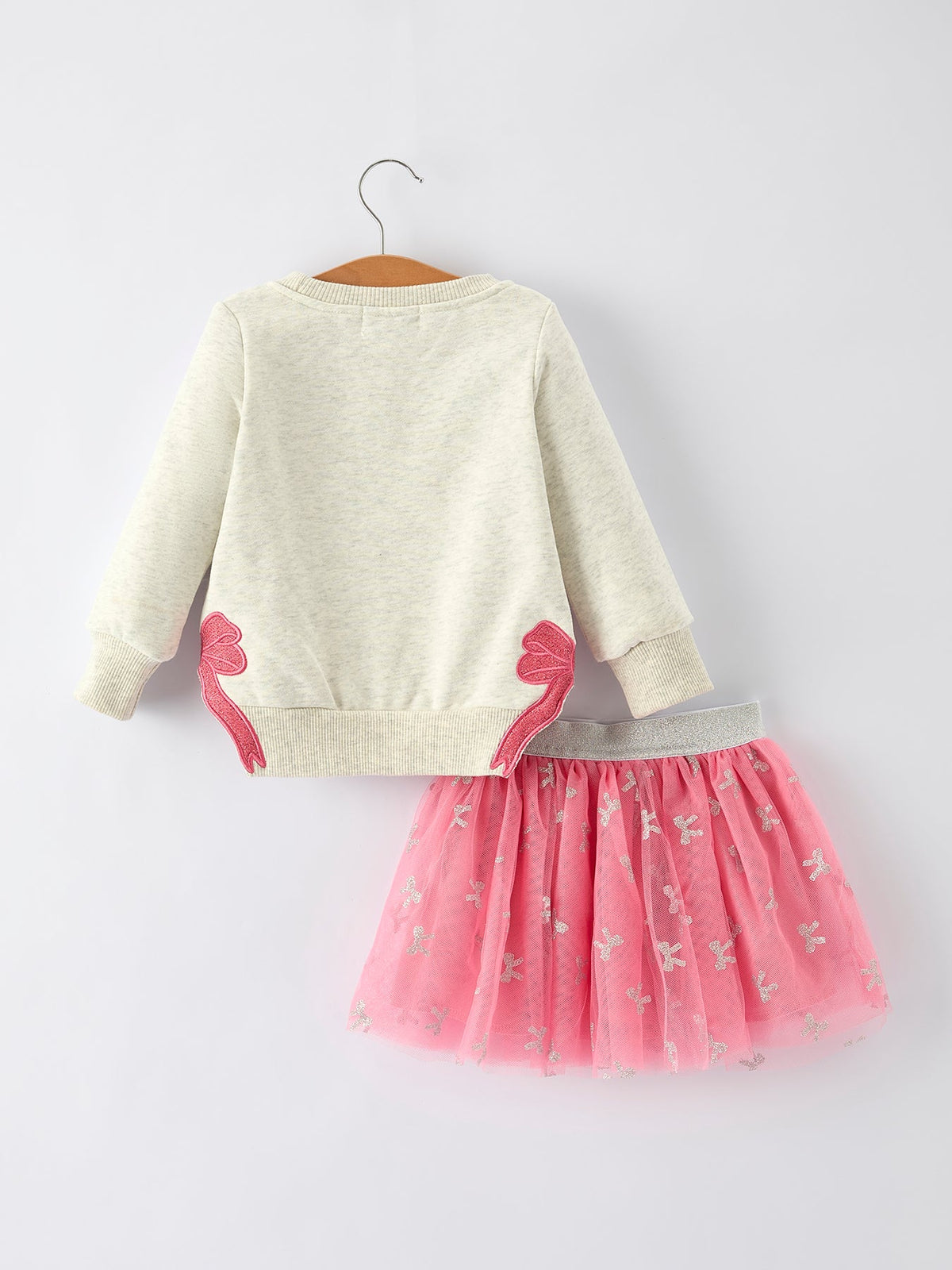 Rylee Faith Designs - Girls Fall Outfit – FAITH Letter Sweatshirt and Pink Tulle Skirt Set - alternate view 2