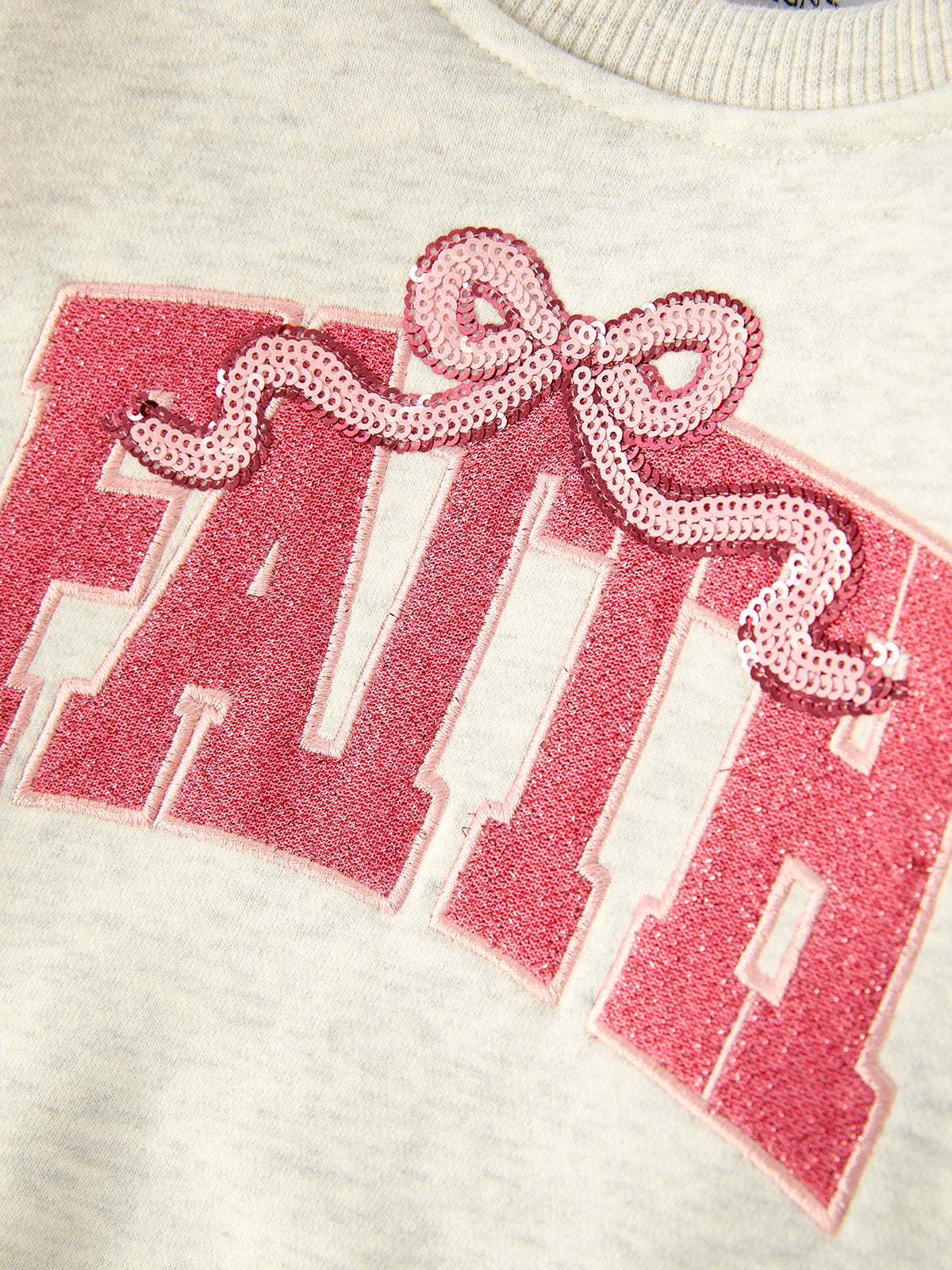 Rylee Faith Designs - Girls Fall Outfit – FAITH Letter Sweatshirt and Pink Tulle Skirt Set - alternate view 4