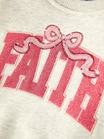 Rylee Faith Designs - Girls Fall Outfit – FAITH Letter Sweatshirt and Pink Tulle Skirt Set - alternate view 4
