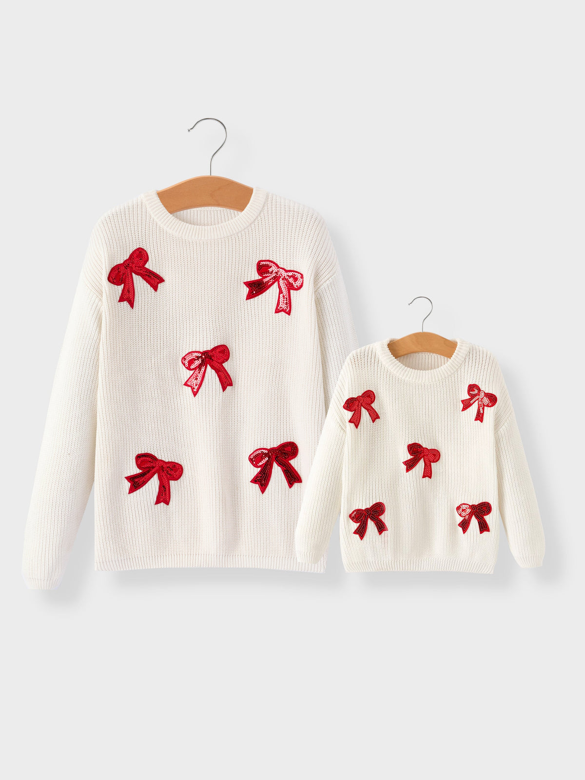 Rylee Faith Designs - Mommy & Me Winter Girls Bow Sequins Pullover Sweater - alternate view 6