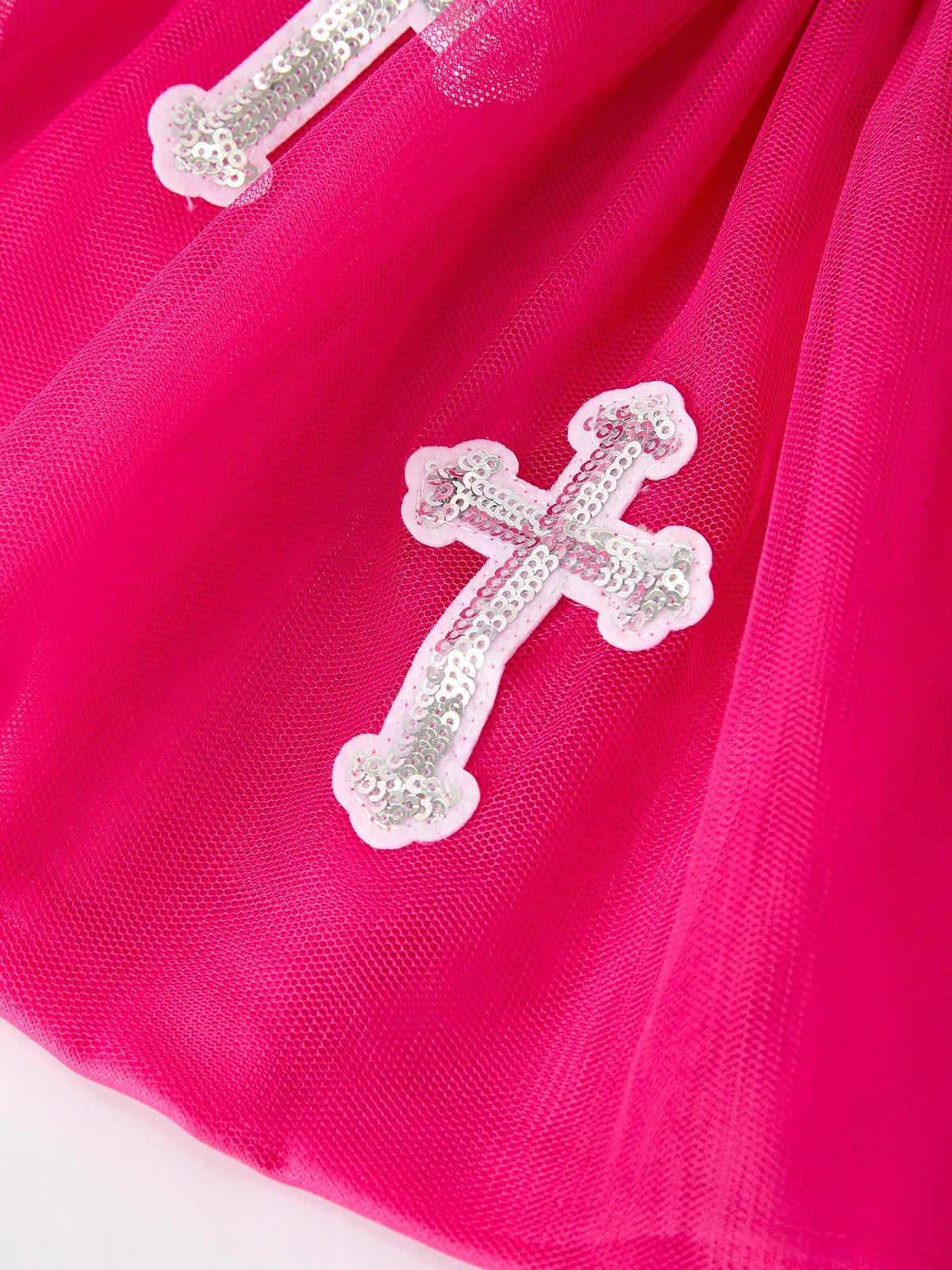 Rylee Faith Designs - Girls Christian Outfit – Long Sleeve Faith Top & Pink Cross Mesh Skirt - alternate view 3