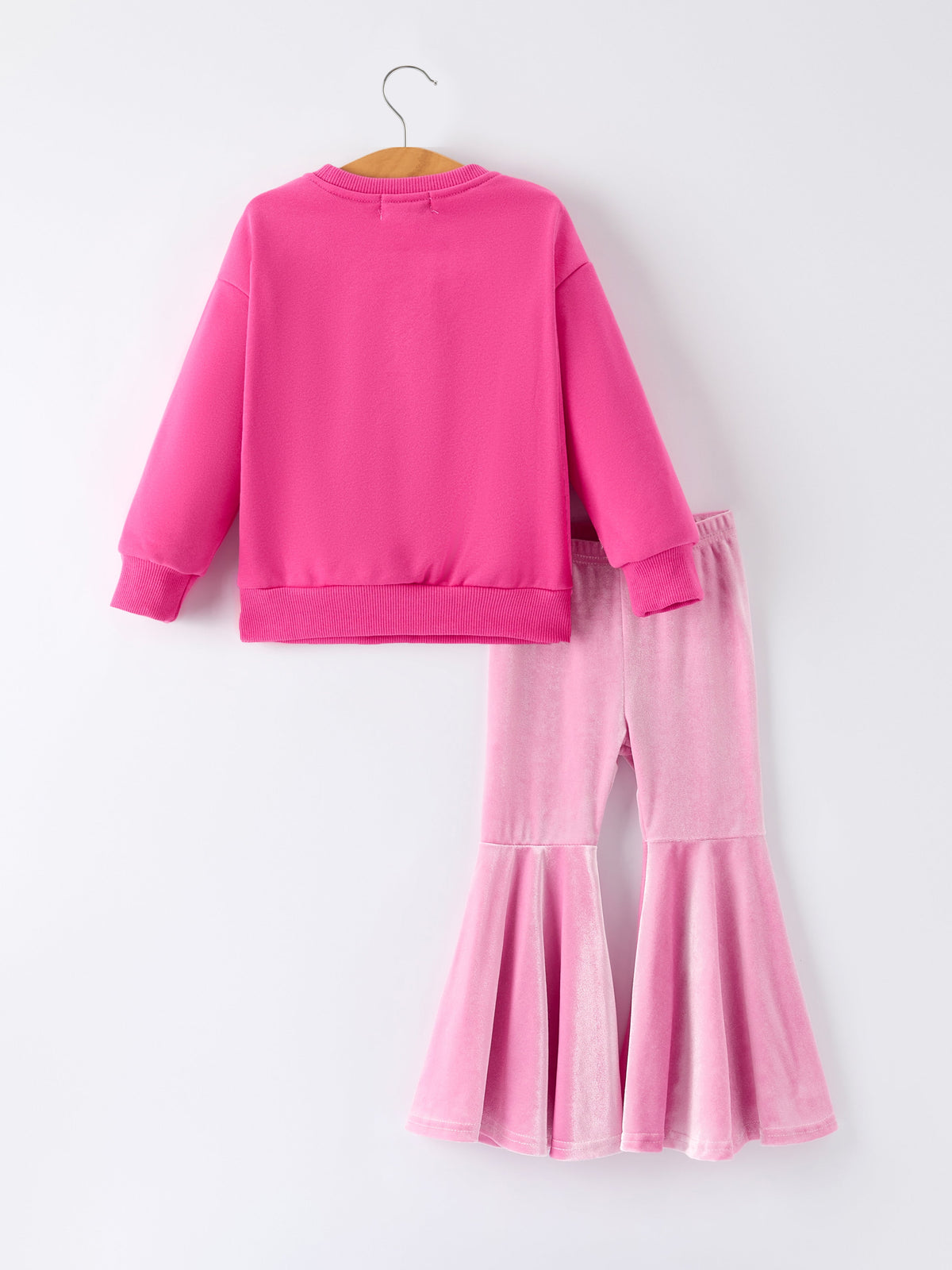 Rylee Faith Designs - Toddler Girls Christmas Outfit – Pink Merry Bright Top and Bell Pants - alternate view 2