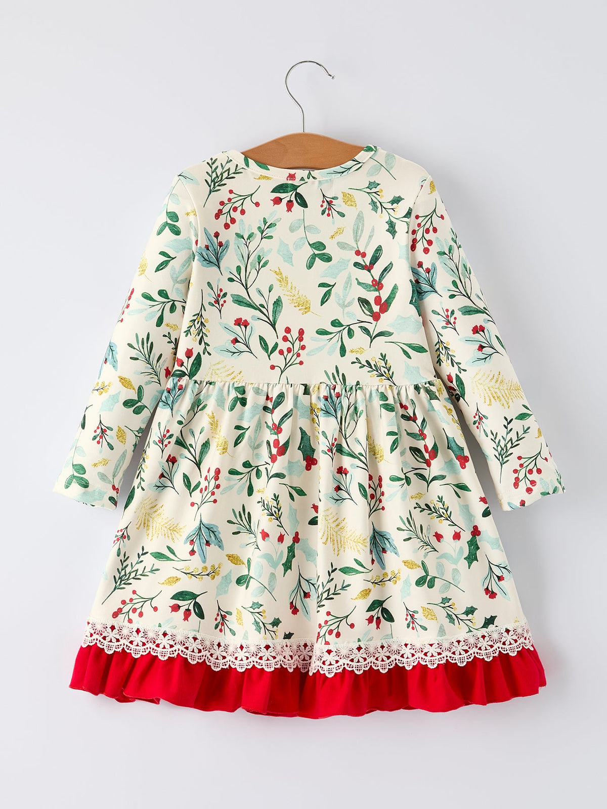 Rylee Faith Designs - Toddler Girls Christmas Dress – Holiday Floral Print Outfit with Pockets - alternate view 2