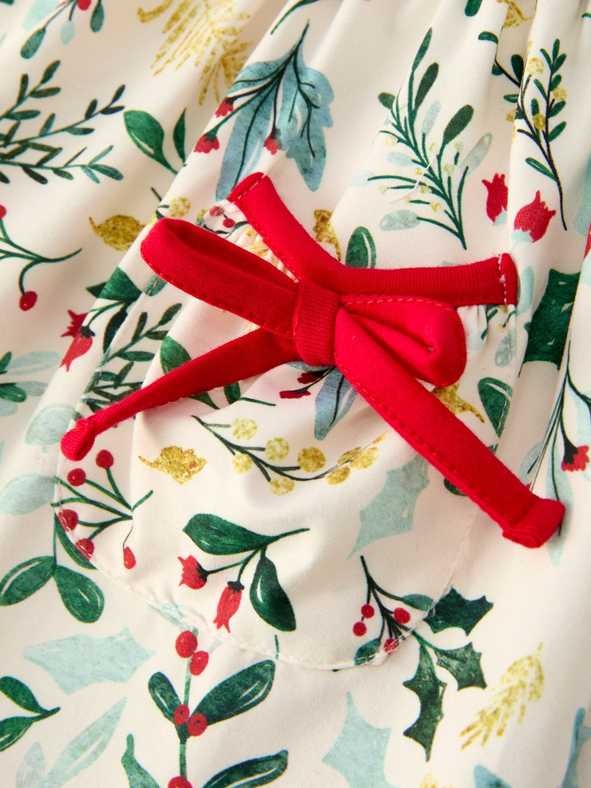 Rylee Faith Designs - Toddler Girls Christmas Dress – Holiday Floral Print Outfit with Pockets - alternate view 4