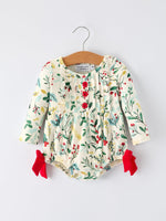 Rylee Faith Designs - Baby Girls Christmas Romper – Holiday Bow Long Sleeve Outfit