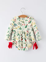 Rylee Faith Designs - Baby Girls Christmas Romper – Holiday Bow Long Sleeve Outfit - alternate view 2