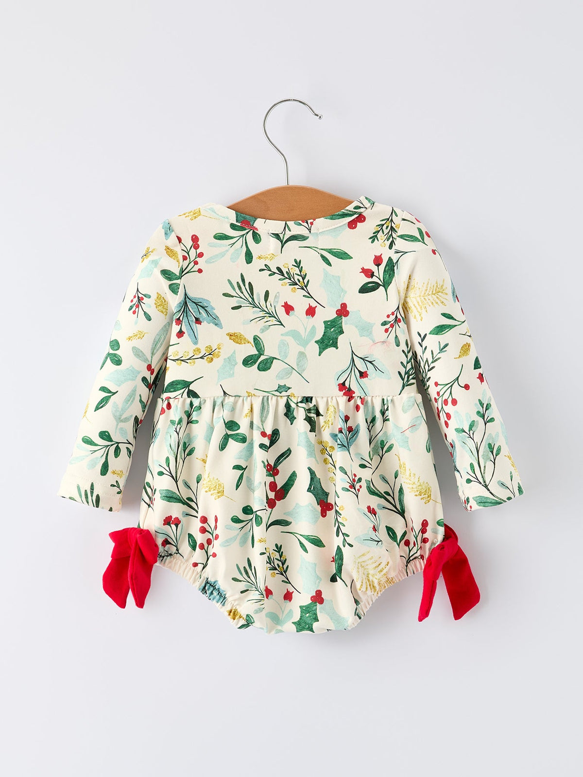 Rylee Faith Designs - Baby Girls Christmas Romper – Holiday Bow Long Sleeve Outfit - alternate view 2