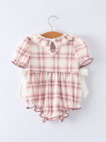 Rylee Faith Designs - Western Horse Embroidered Smocked Plaid Baby Girl Romper - alternate view 7
