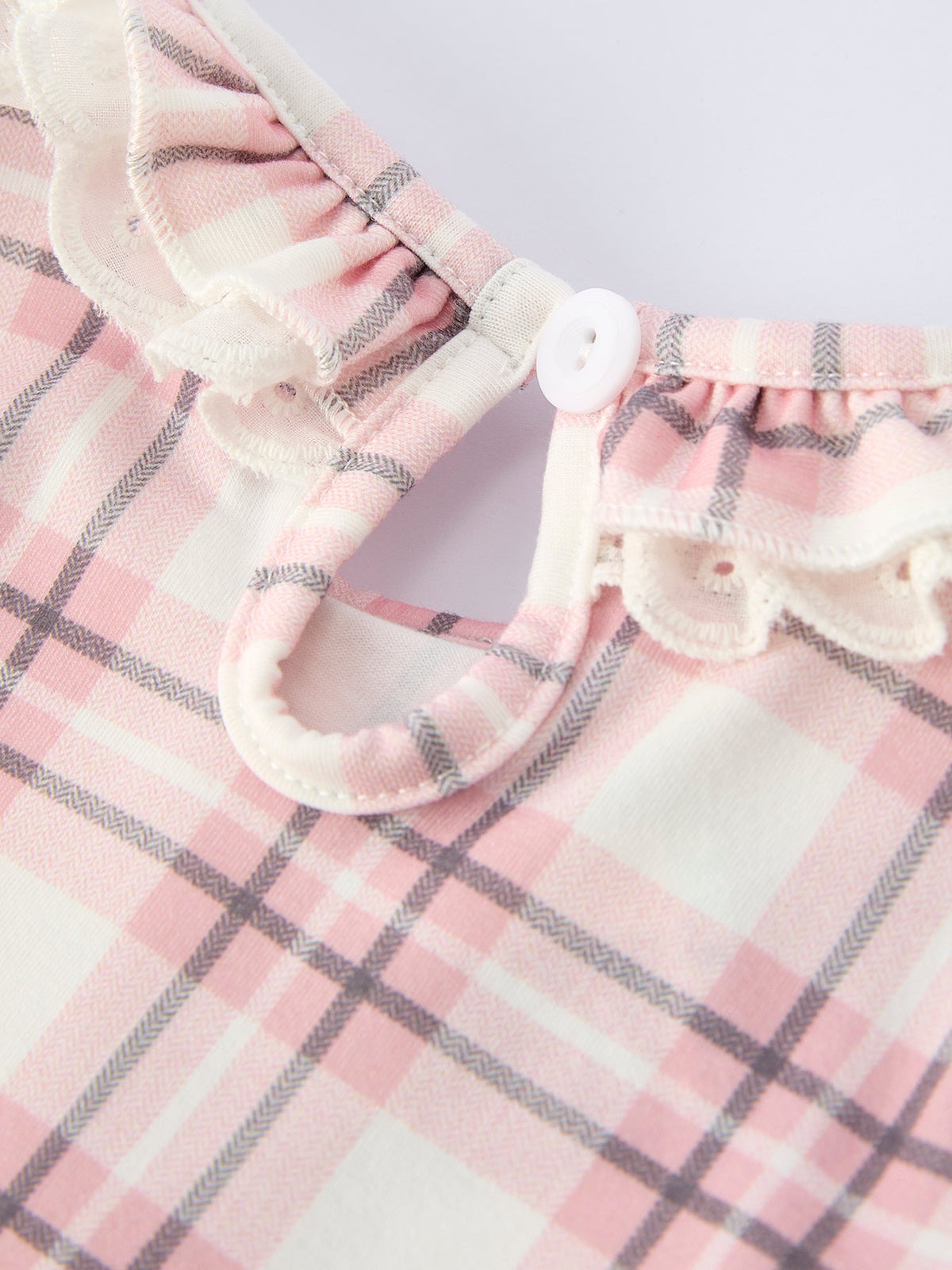 Rylee Faith Designs - Western Horse Embroidered Smocked Plaid Baby Girl Romper - alternate view 10
