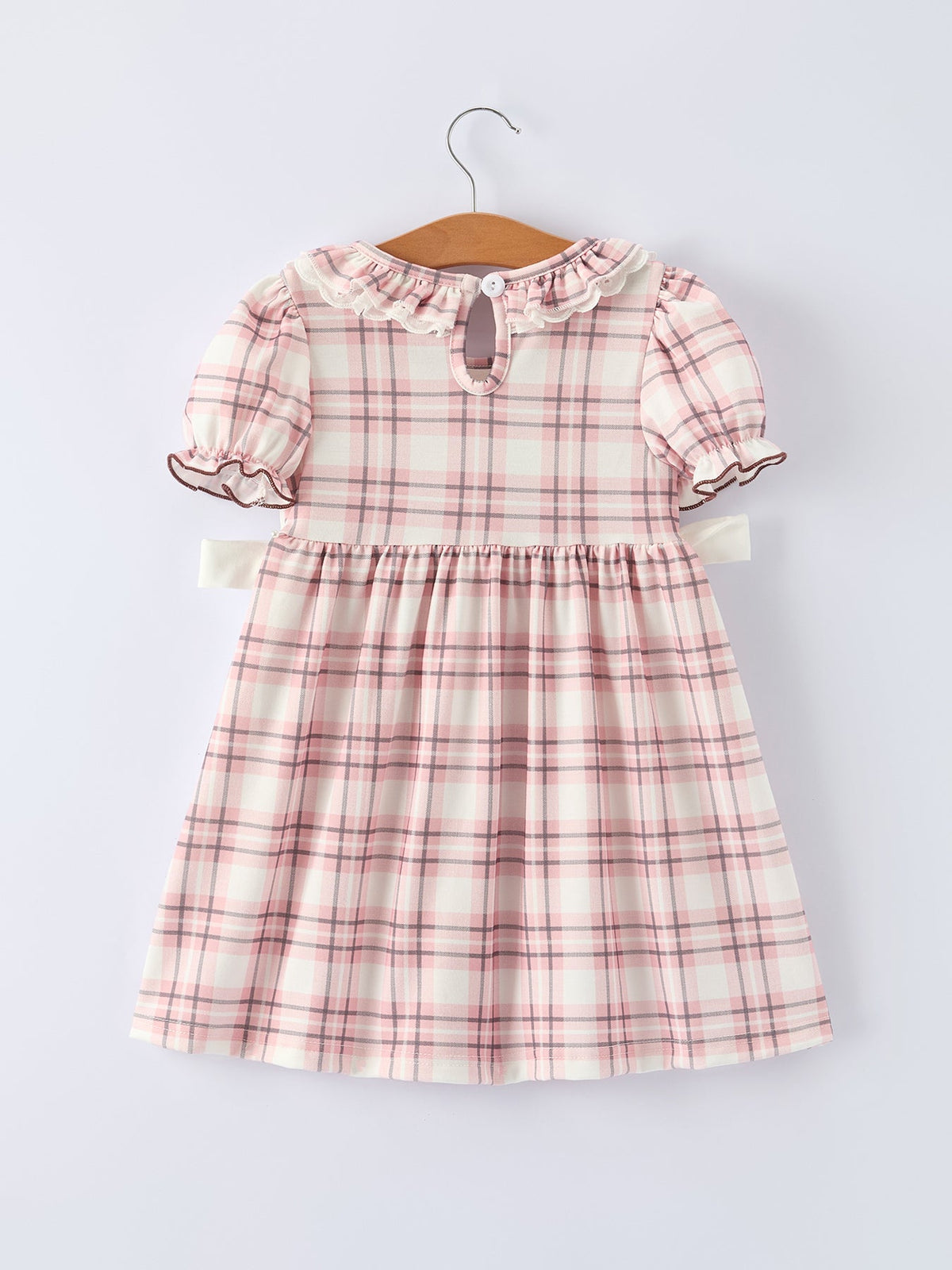 Rylee Faith Designs - Western Horse Embroidered Smocked Plaid Girls Dress - alternate view 7