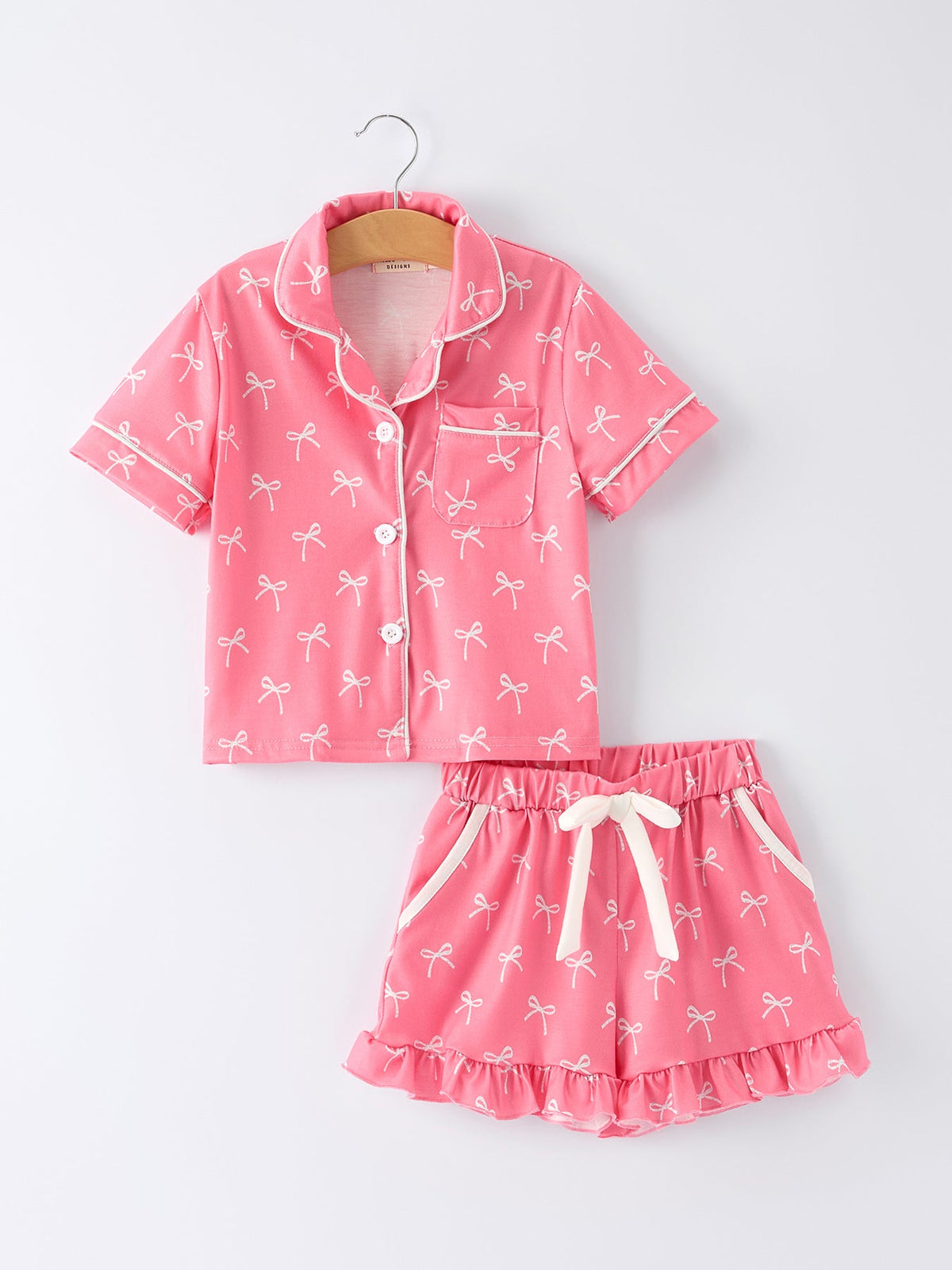 Rylee Faith Designs - Mommy & Me Bow Print Ruffle Pajama Set - alternate view 3