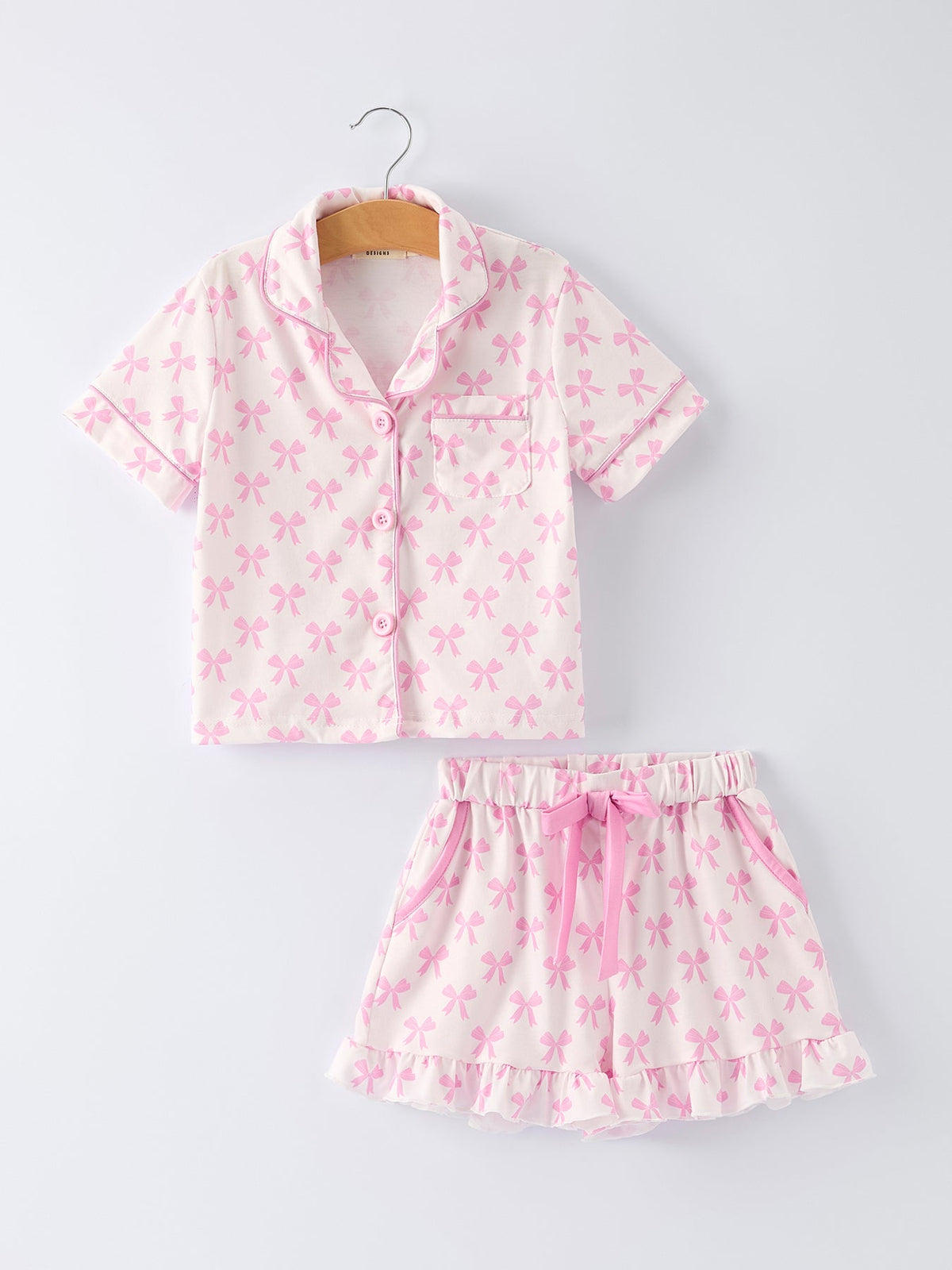Rylee Faith Designs - Mommy & Me Pink Bow Print Ruffle Pajama Set - alternate view 3