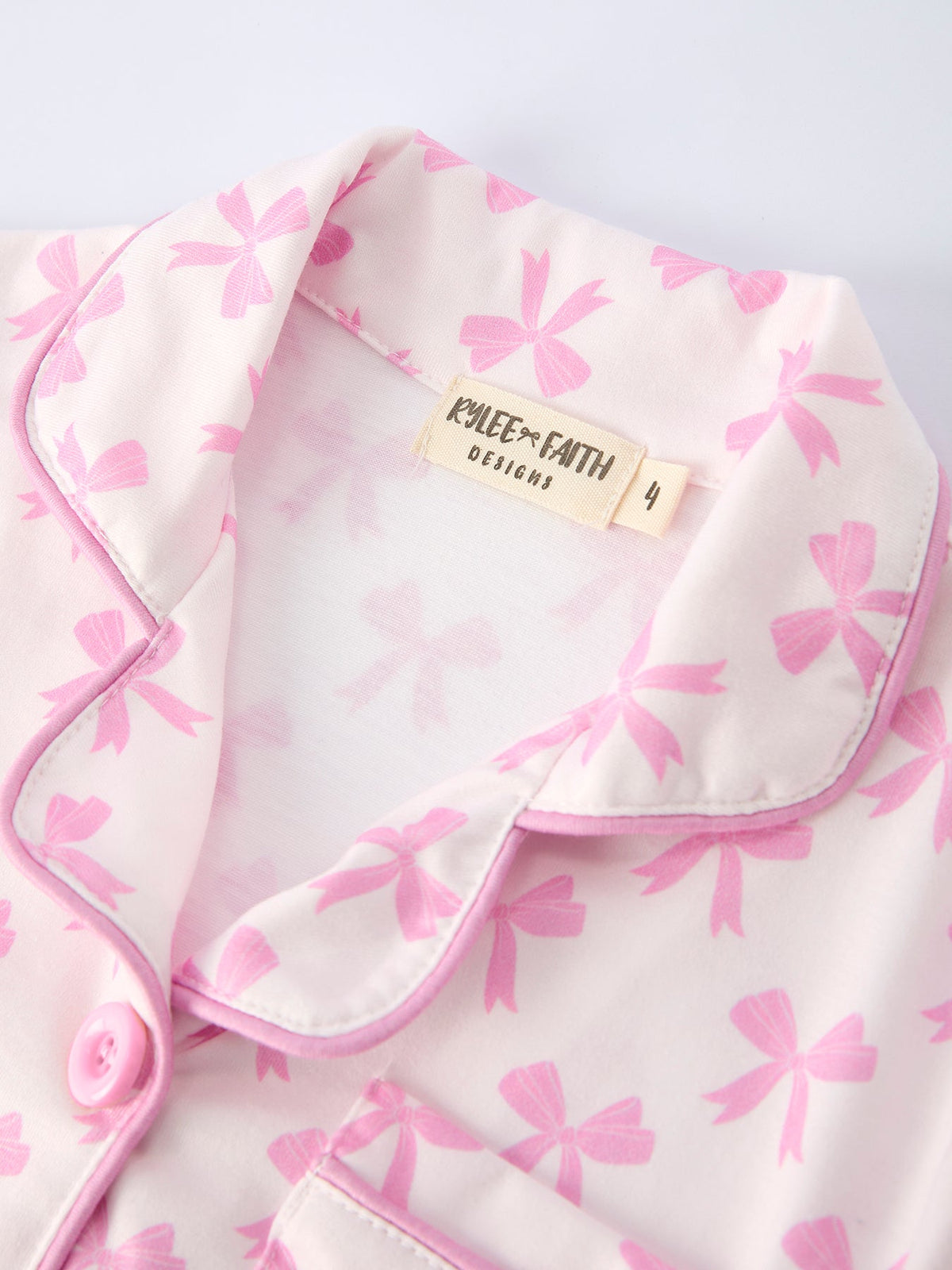Rylee Faith Designs - Mommy & Me Pink Bow Print Ruffle Pajama Set - alternate view 6