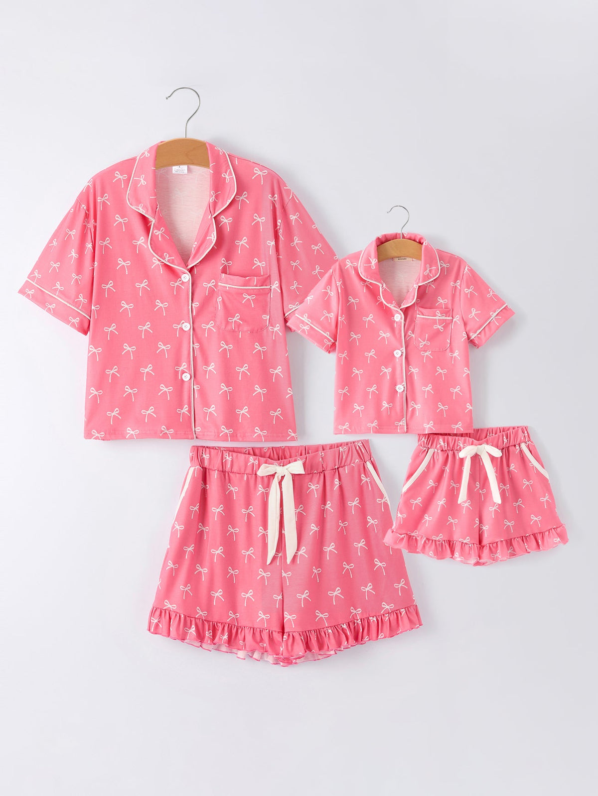 Rylee Faith Designs - Mommy & Me Bow Print Ruffle Pajama Set - alternate view 2