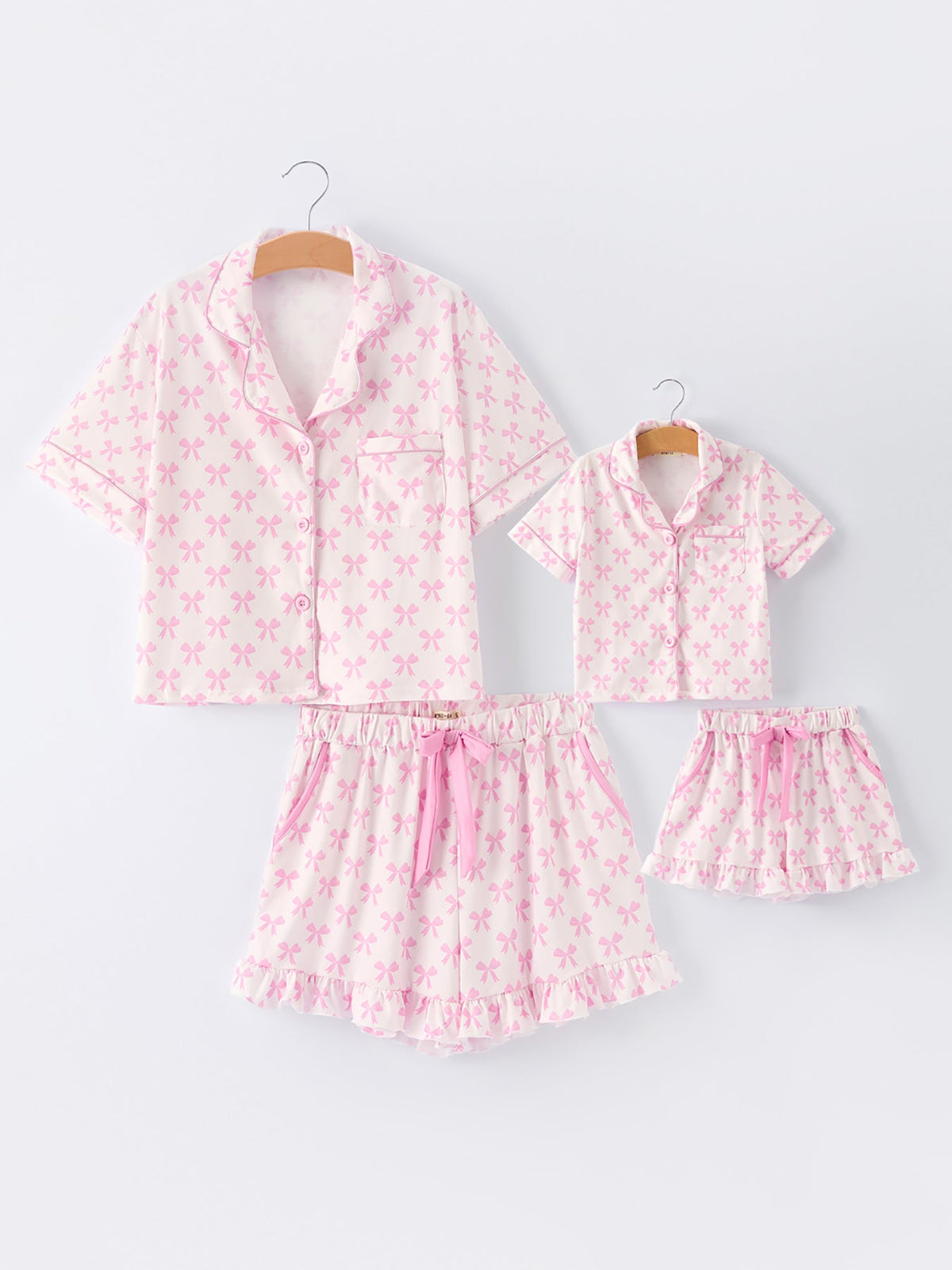 Rylee Faith Designs - Mommy & Me Pink Bow Print Ruffle Pajama Set - alternate view 2