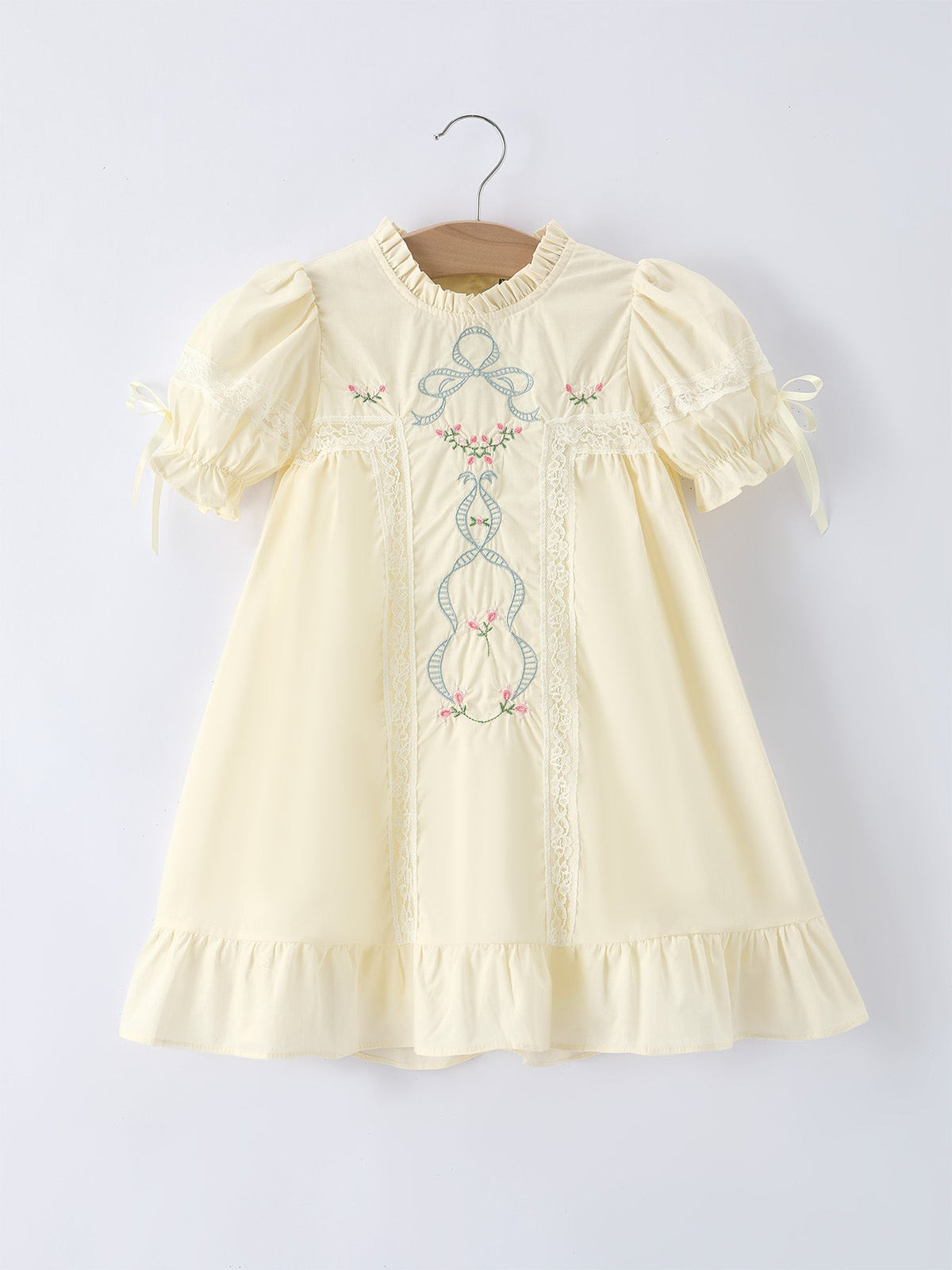Rylee Faith Designs - Embroidered Lace Girls' Short-sleeved Dress