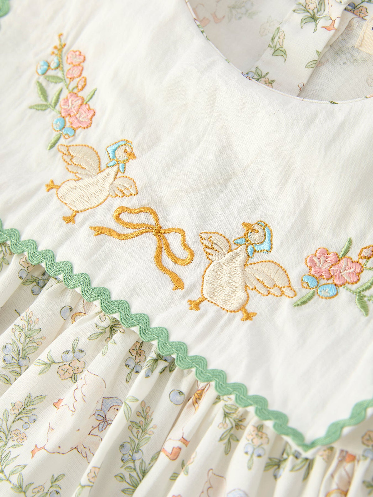Rylee Faith Designs - Vintage Floral Duck Embroidery Spring Girl Dress - alternate view 3