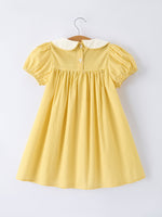 Rylee Faith Designs - Yellow Goose Embroidered Smocked Plaid Dress - alternate view 2