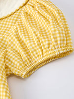 Rylee Faith Designs - Yellow Goose Embroidered Smocked Plaid Dress - alternate view 4