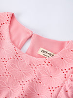 Rylee Faith Designs - Pink Eyelet Embroidered Girl Short Sleeve Dress - alternate view 3