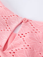 Rylee Faith Designs - Pink Eyelet Embroidered Girl Short Sleeve Dress - alternate view 4