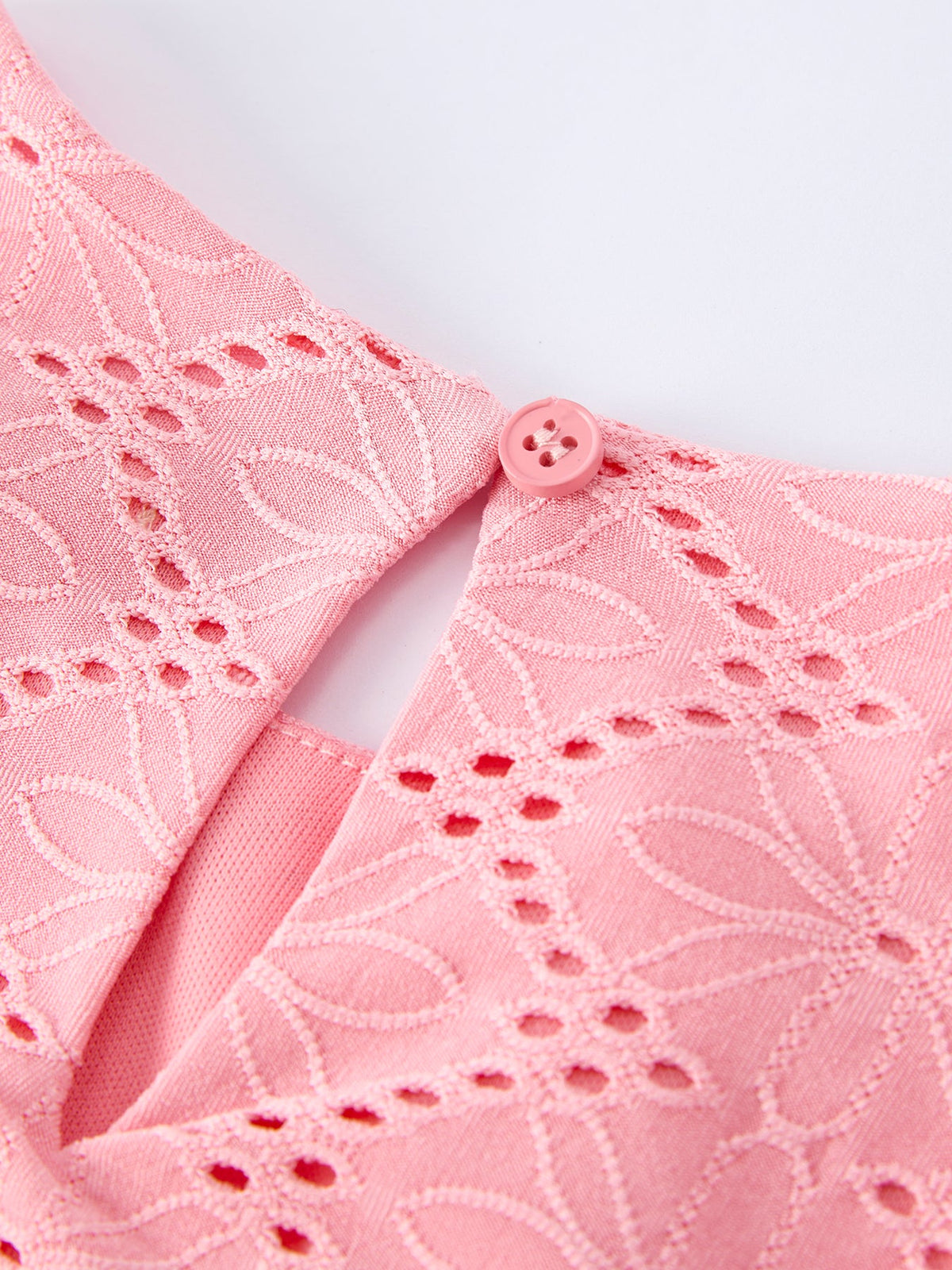 Rylee Faith Designs - Pink Eyelet Embroidered Girl Short Sleeve Dress - alternate view 4