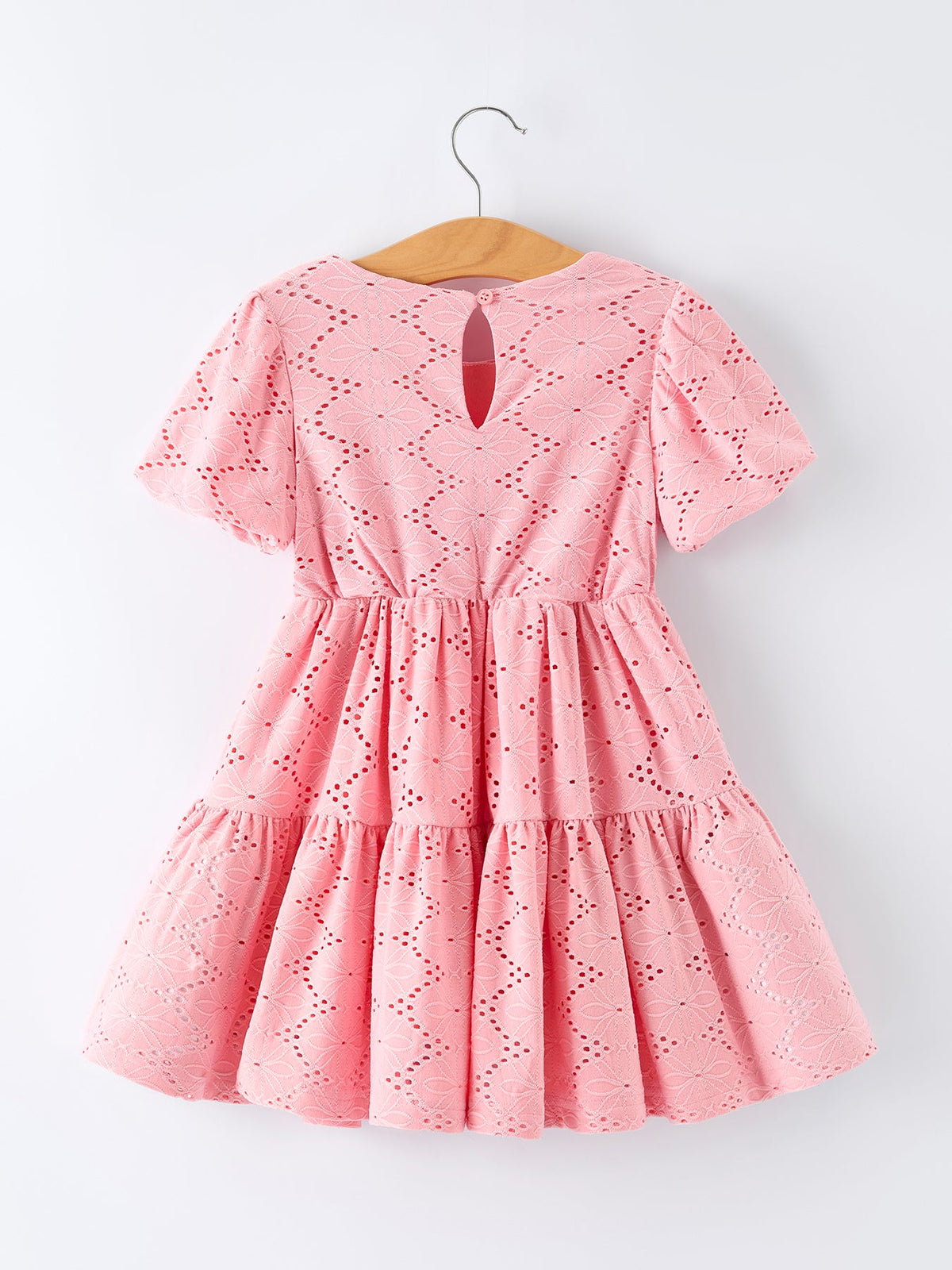 Rylee Faith Designs - Pink Eyelet Embroidered Girl Short Sleeve Dress - alternate view 2