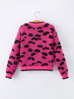 Rylee Faith Designs - Fall Leopard Bow Girls Knit Cardigan - alternate view 2