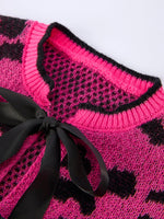 Rylee Faith Designs - Fall Leopard Bow Girls Knit Cardigan - alternate view 3