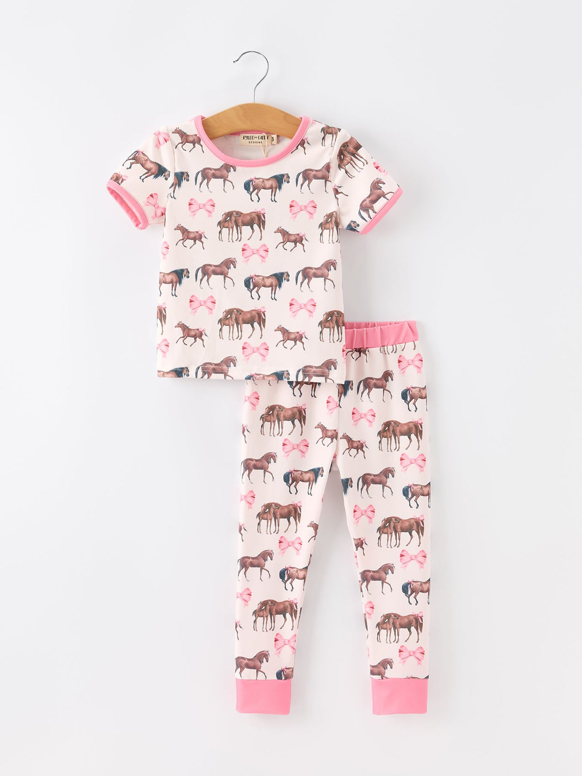 Rylee Faith Designs - Girls Western Horse Bow Pajamas Set Print - alternate view 5