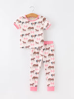 Rylee Faith Designs - Girls Western Horse Bow Pajamas Set Print - alternate view 5
