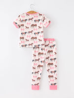 Rylee Faith Designs - Girls Western Horse Bow Pajamas Set Print - alternate view 6
