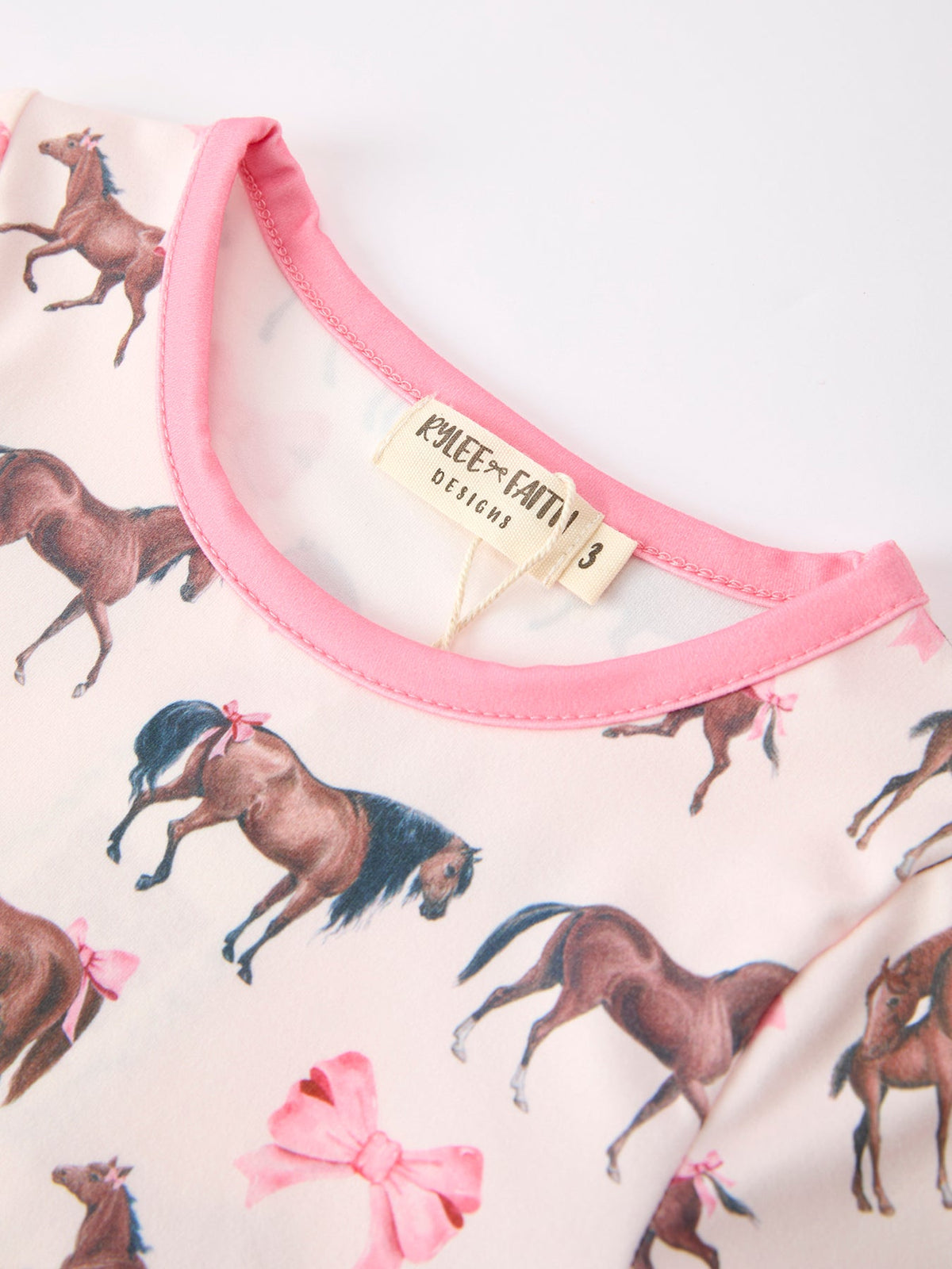 Rylee Faith Designs - Girls Western Horse Bow Pajamas Set Print - alternate view 7