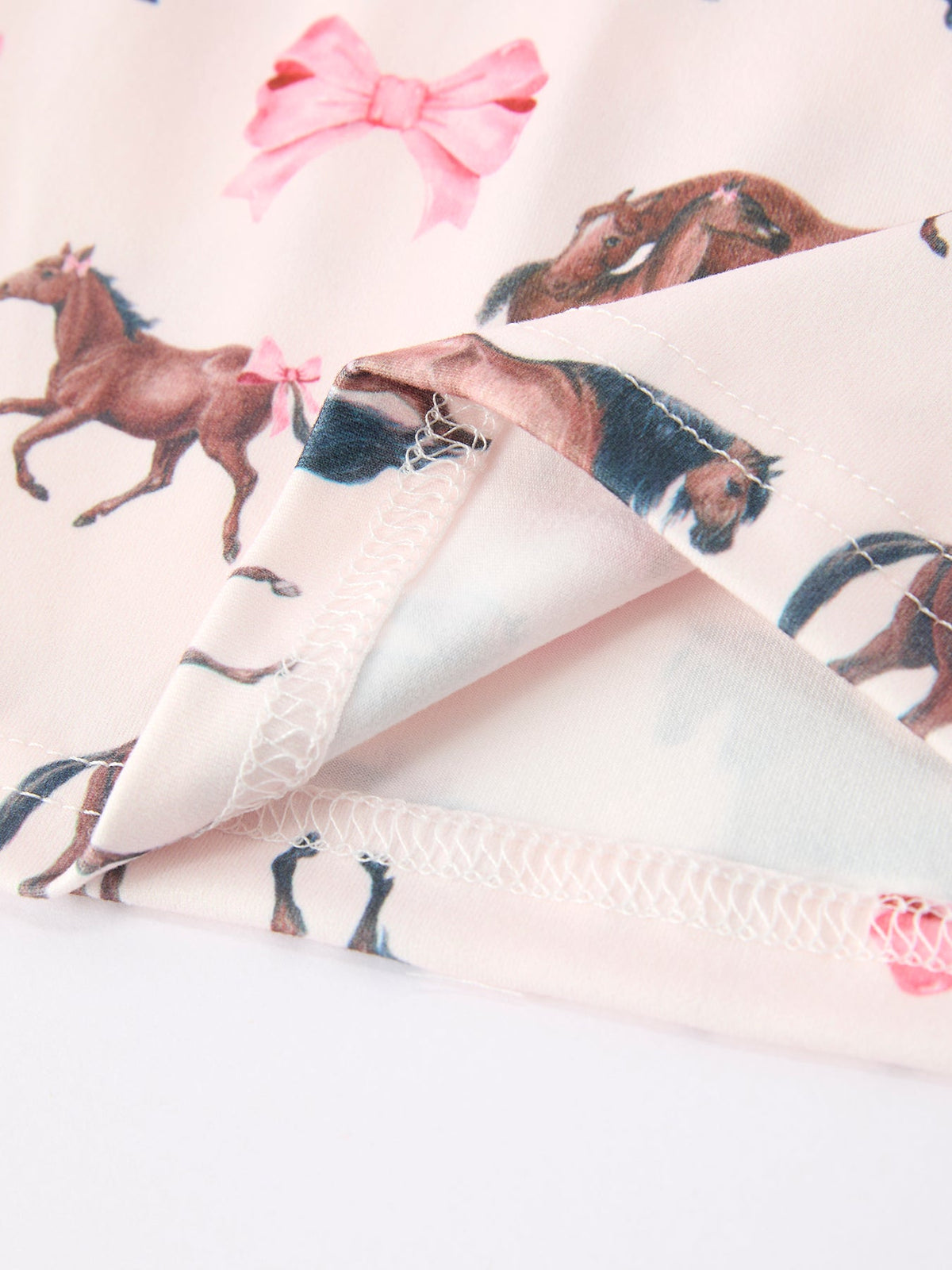 Rylee Faith Designs - Girls Western Horse Bow Pajamas Set Print - alternate view 8