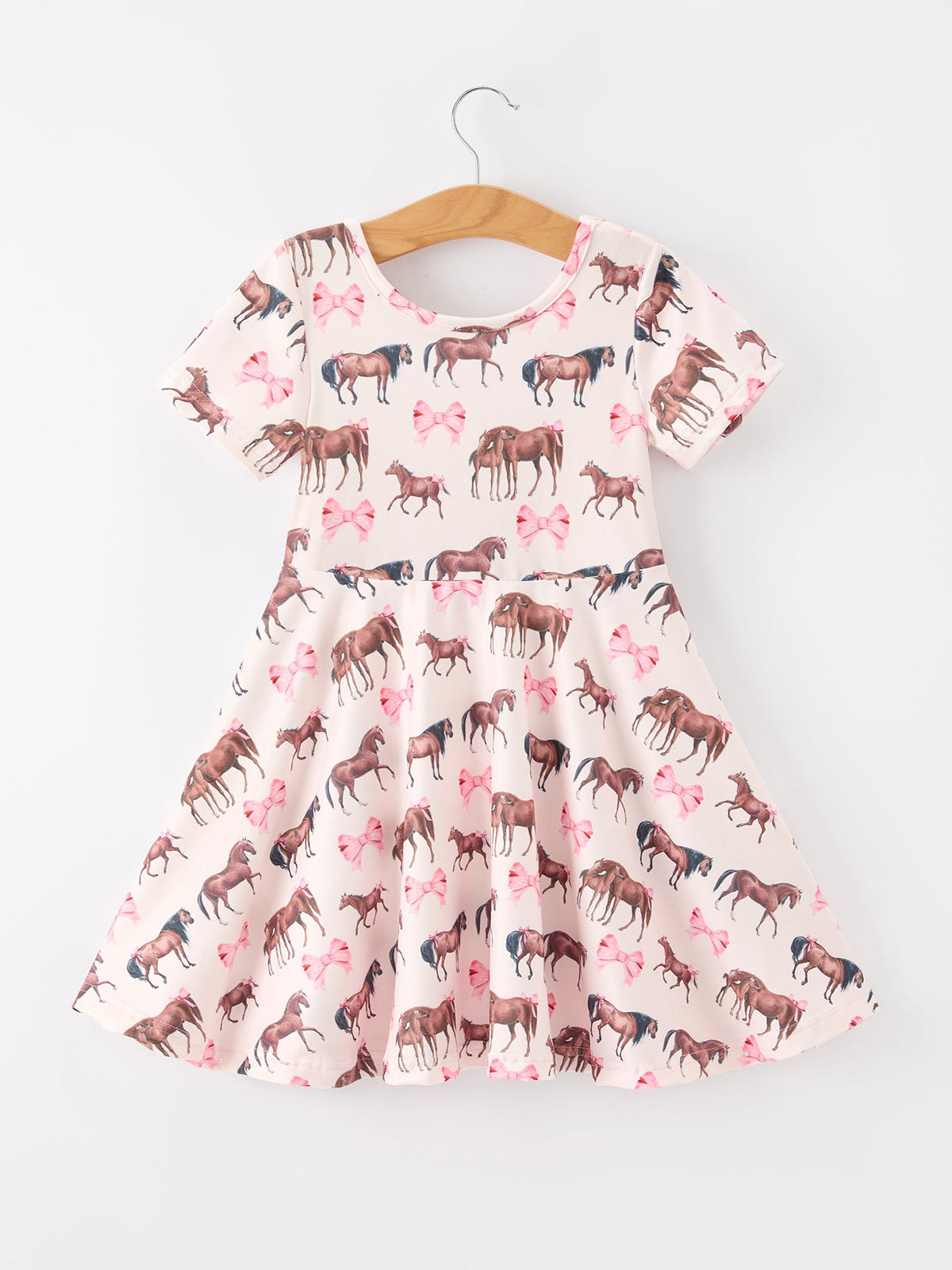 Rylee Faith Designs - Girls Western Horse Print Twirl Dress Short Sleeve - alternate view 6