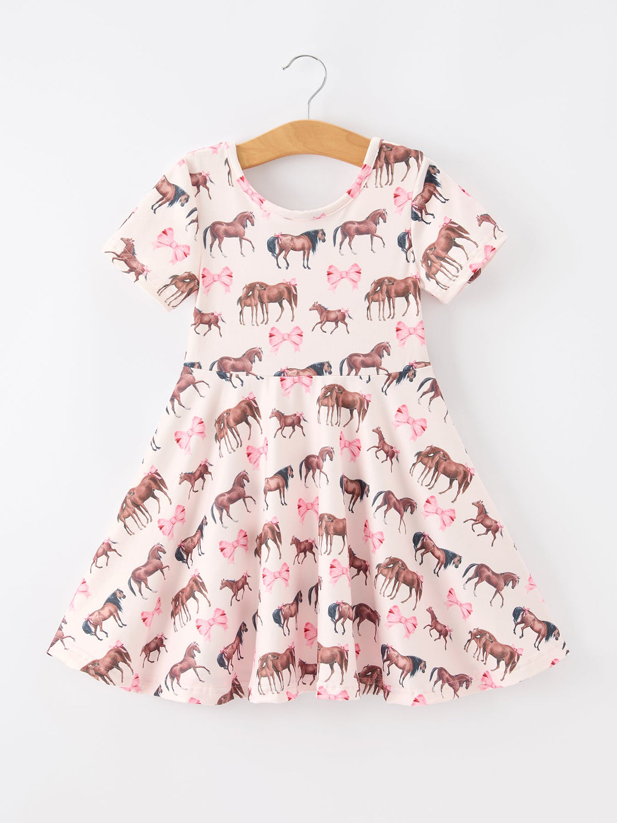 Rylee Faith Designs - Girls Western Horse Print Twirl Dress Short Sleeve - alternate view 8