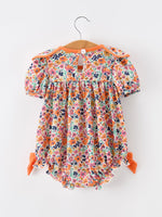Rylee Faith Designs - Orange Floral Bow Petals Collar Girls Romper - alternate view 2