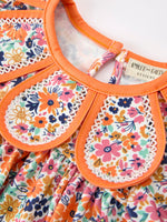 Rylee Faith Designs - Orange Floral Bow Petals Collar Girls Romper - alternate view 5