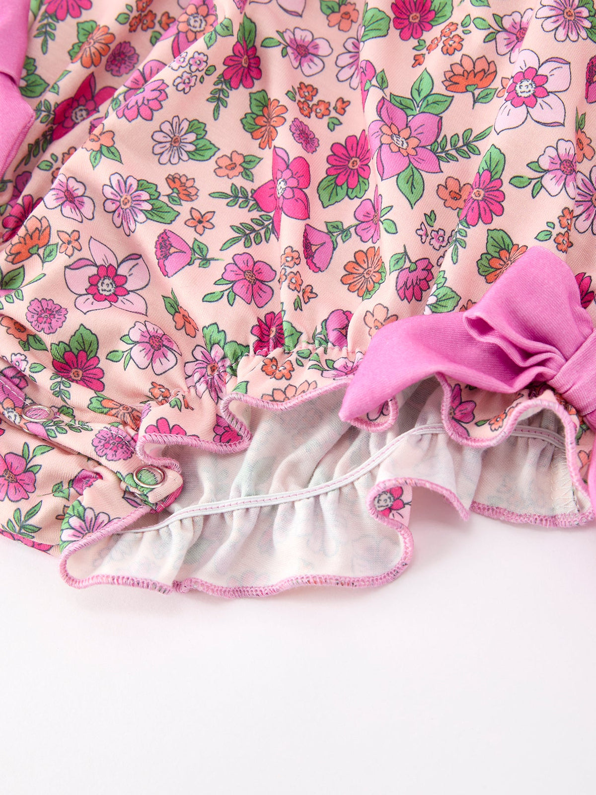 Rylee Faith Designs - Pink Floral Bow Petals Collar Girls Romper - alternate view 3
