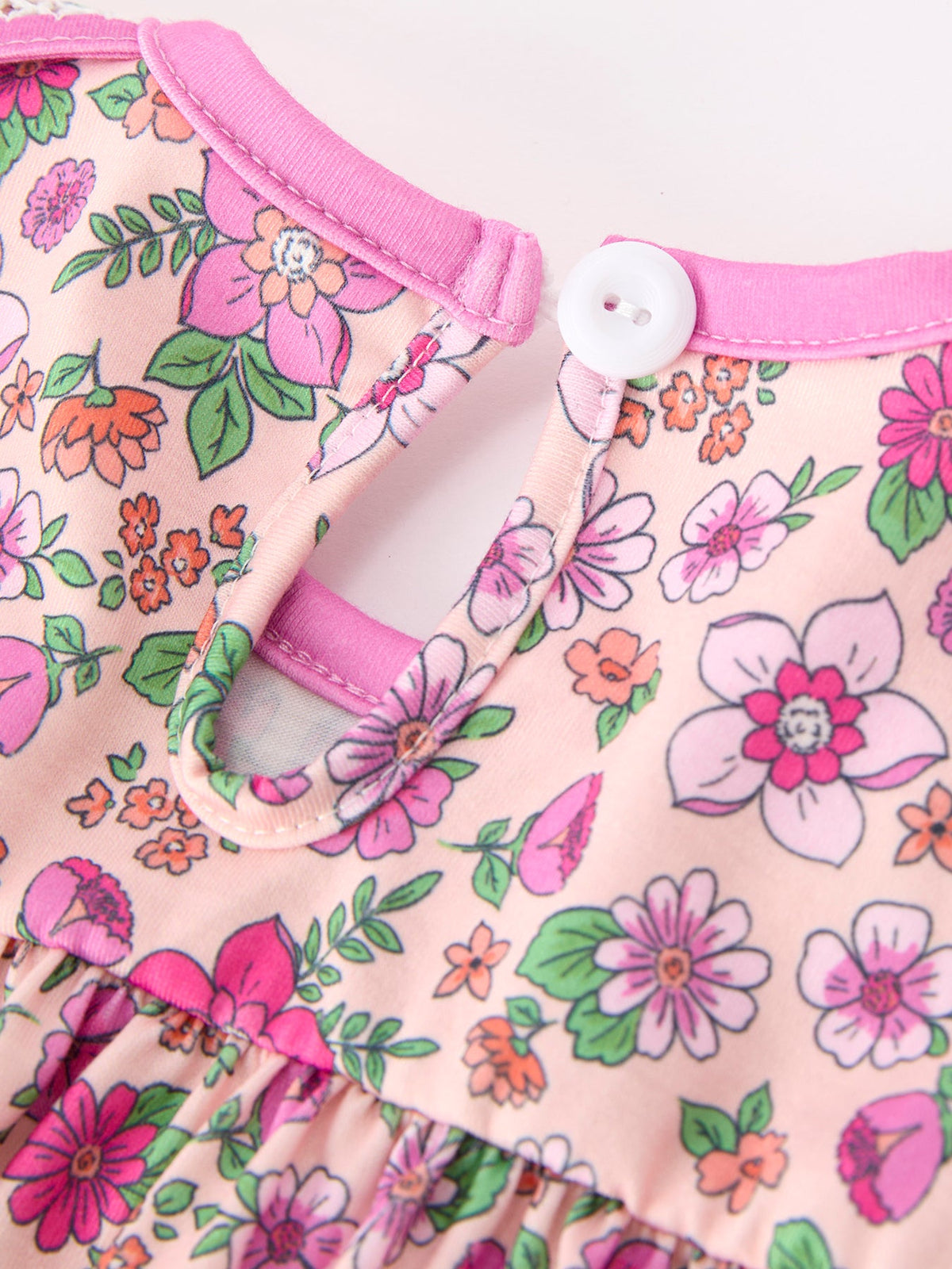 Rylee Faith Designs - Pink Floral Bow Petals Collar Girls Romper - alternate view 4