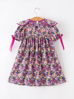 Rylee Faith Designs - Purple Floral Bow Petals Collar Girls Dress - alternate view 7