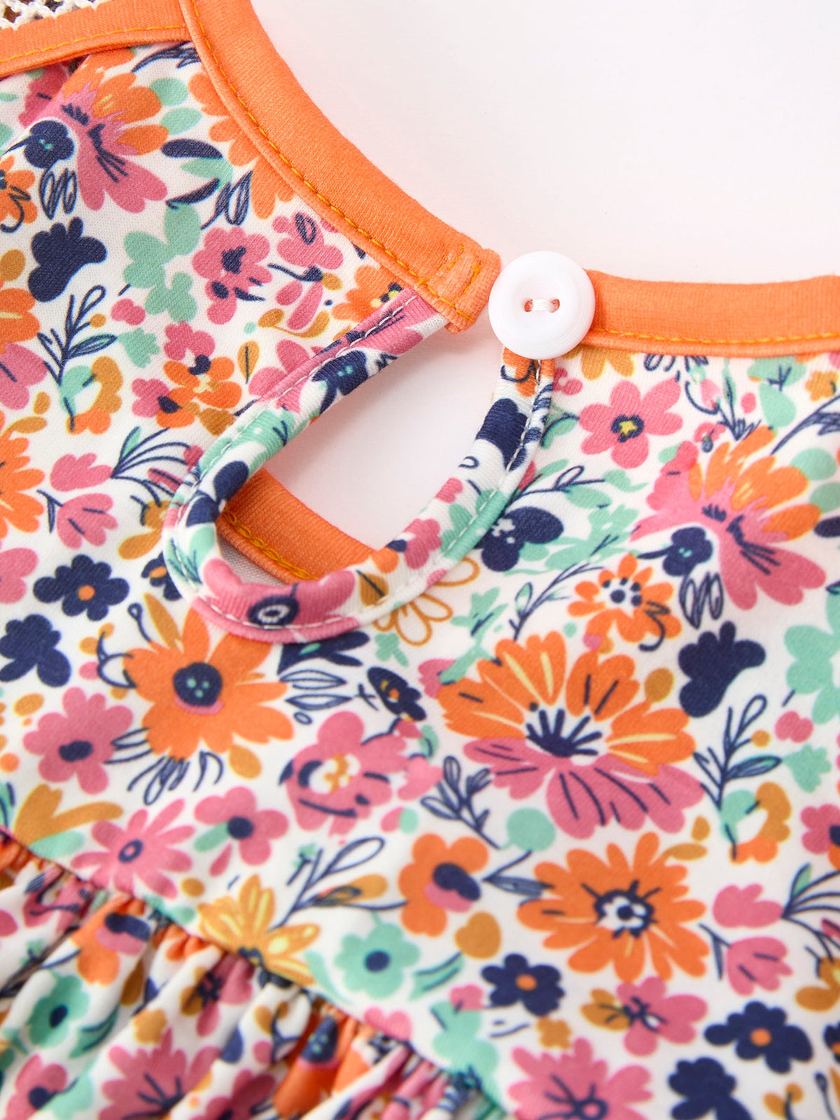Rylee Faith Designs - Orange Floral Bow Petals Collar Girls Dress - alternate view 6