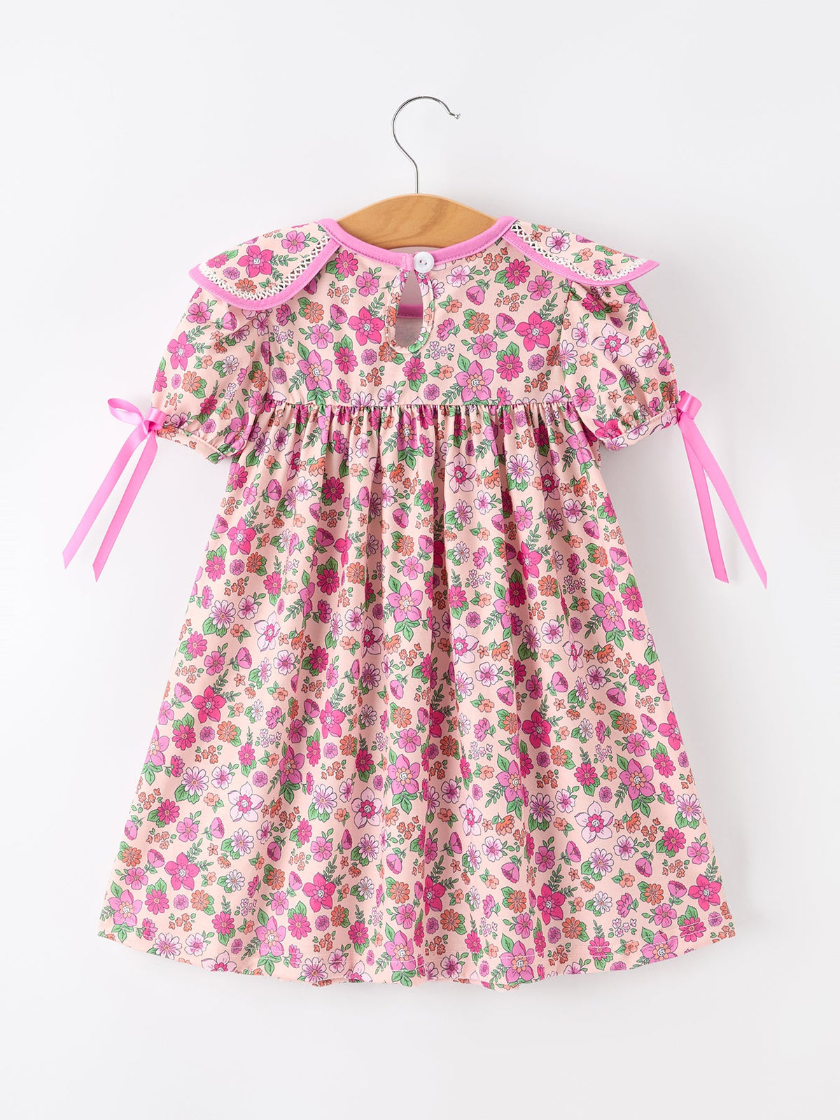 Rylee Faith Designs - Pink Floral Bow Petals Collar Girls Dress - alternate view 2