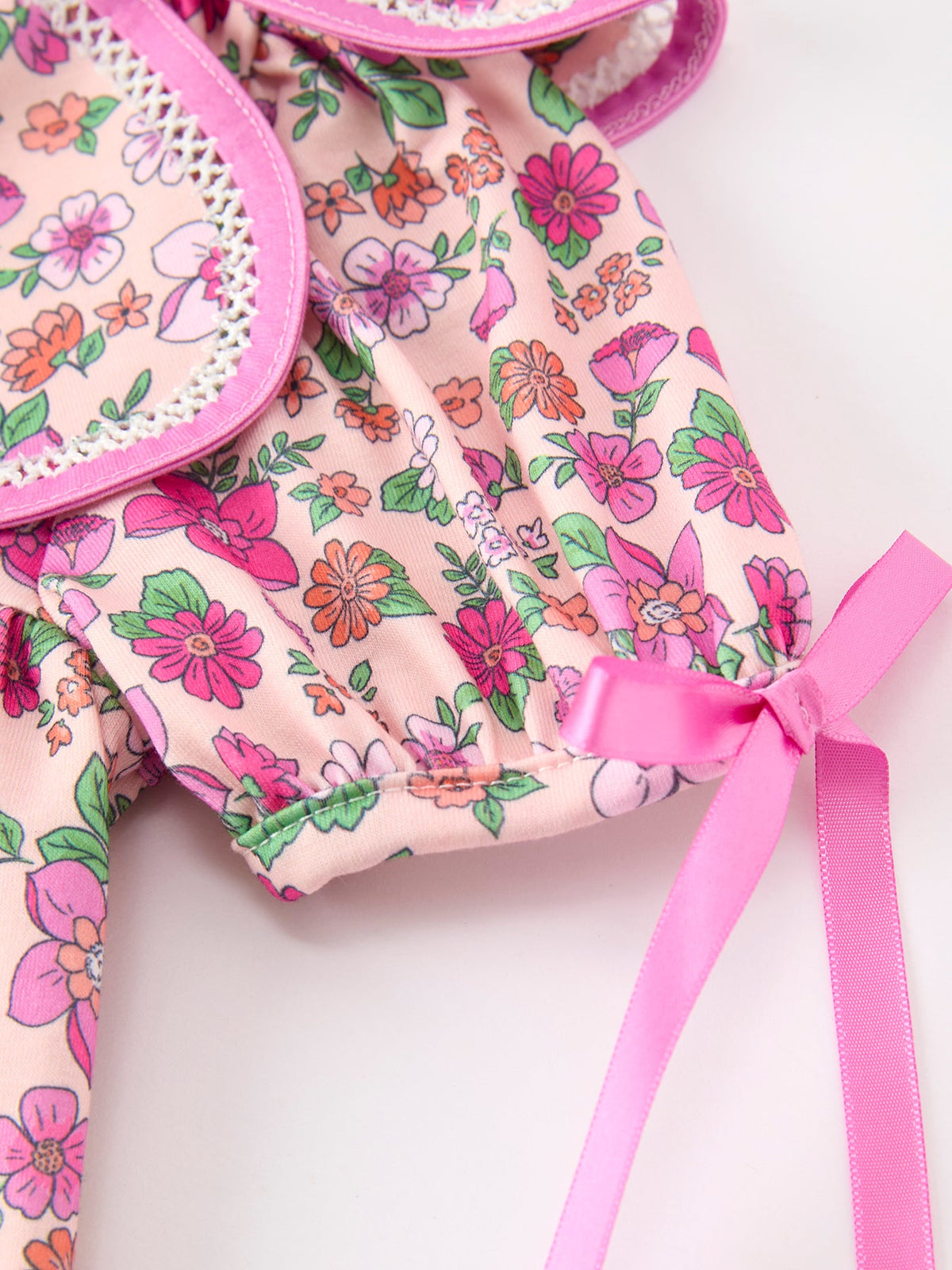 Rylee Faith Designs - Pink Floral Bow Petals Collar Girls Dress - alternate view 3