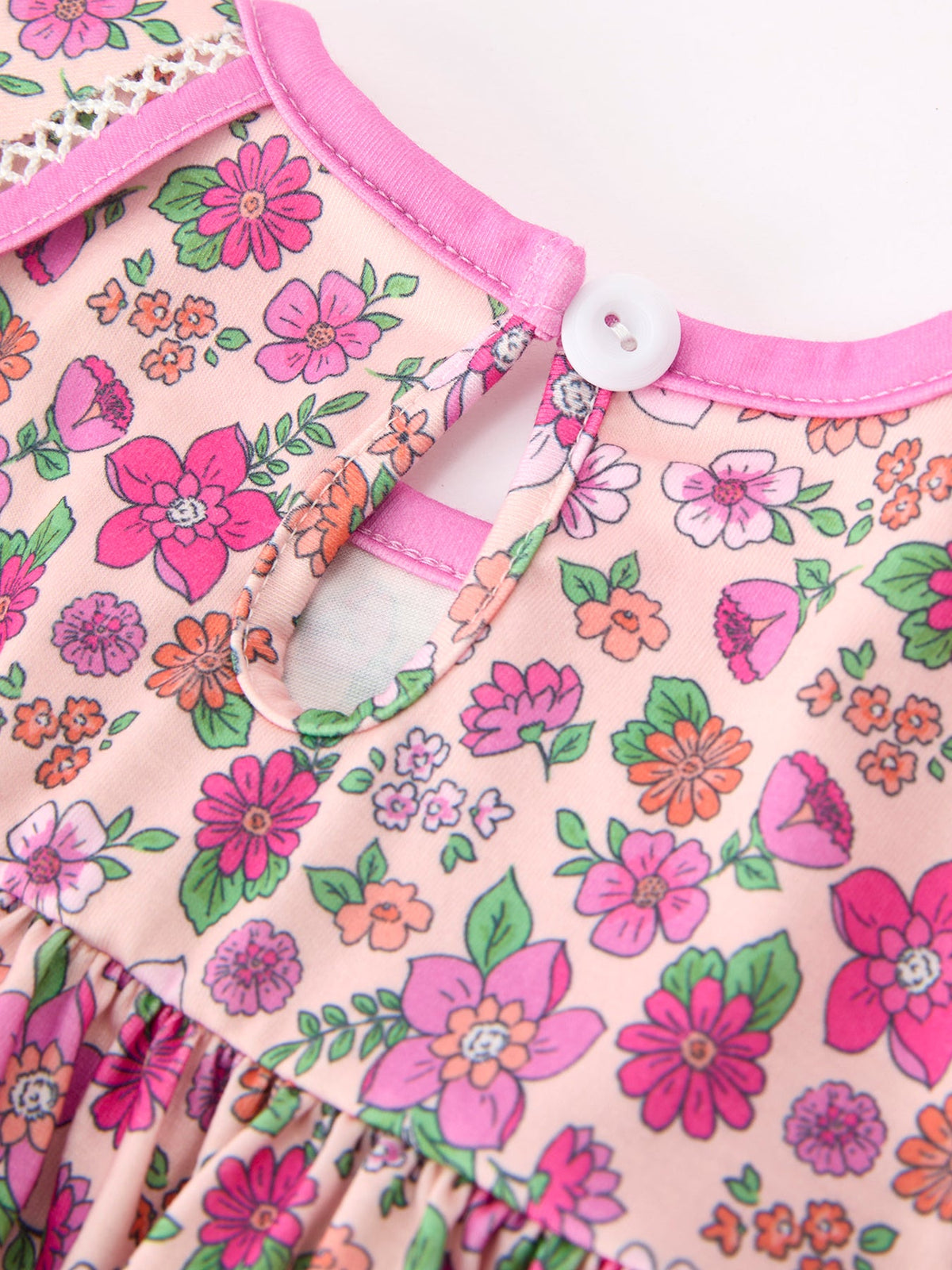 Rylee Faith Designs - Pink Floral Bow Petals Collar Girls Dress - alternate view 4